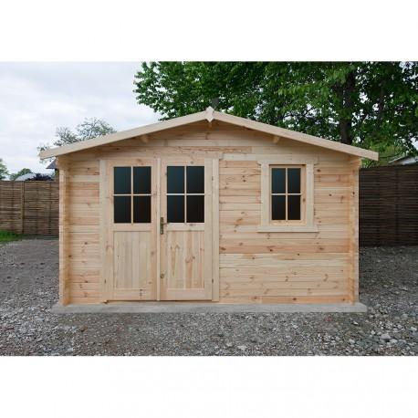 3366 - Abri de jardin en bois massif brut 12m² PLUS - Madriers 28mm Gardy Shelter avec fenêtre en façade_1