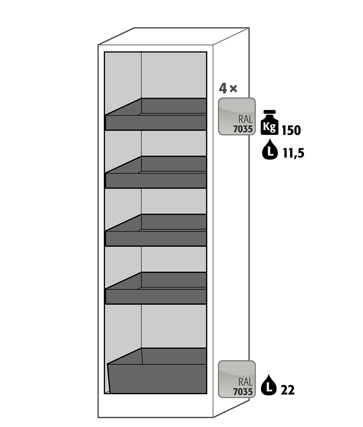 Armoire de sécurité Q-CLASSIC-30 - modèle Q30.195.056.FU.WDASR - réf 37583-061-37611 - stockage de substances inflammables - certifiée NF EN 14470-1_1