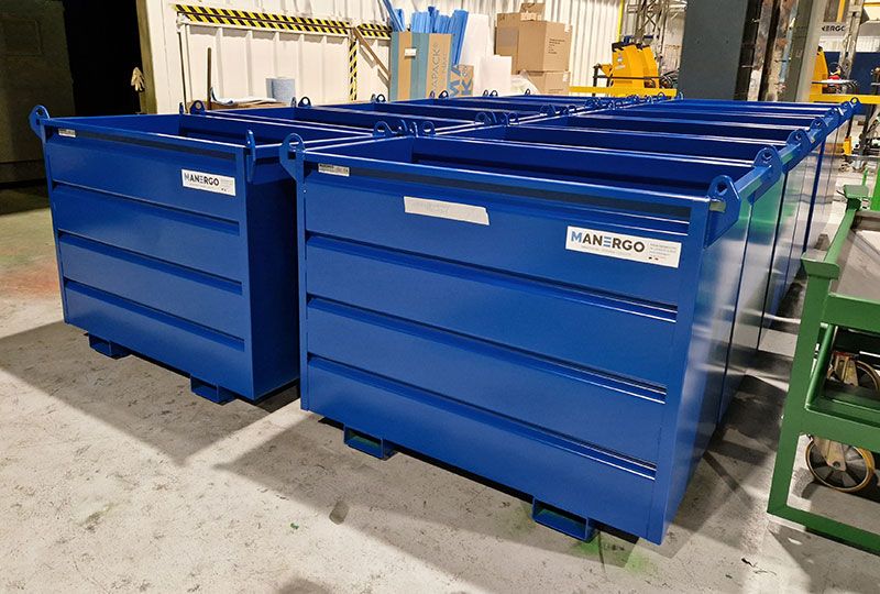 Benne basculante pour chariot à tête rotative 1 000 L avec anneaux d’élingage - Réf. BTR1000-4272_1