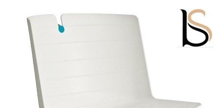 Chaise de conférence Mork avec pied chromé. - Ivoire_2