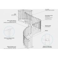Escalier hélicoïdal basic - Constructions Industrielles du Rhône - diamètre fût central 101.6 mm - diamètre 1400 à 3800 mm - marches personnalisables_1