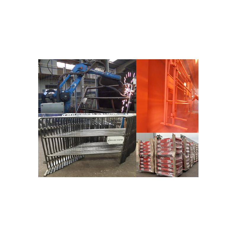 Barrière de chantier rouge avec bandes blanches - plaque centrale 33x33cm - 1,5m x 1m - tube 28mm - BAR28C - marque VBMateriel_1