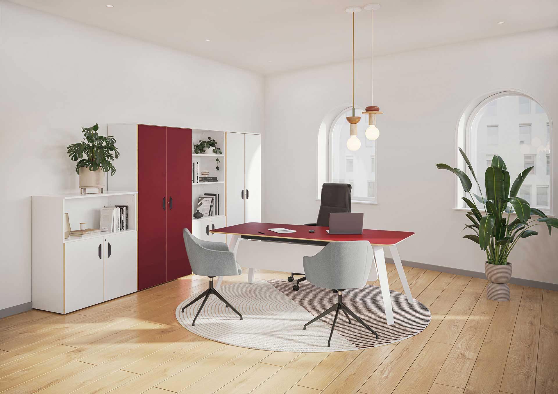 Bureau de direction moderne et contemporain - Altitude - 16 coloris, personnalisable avec plateau en bois ou métal_1