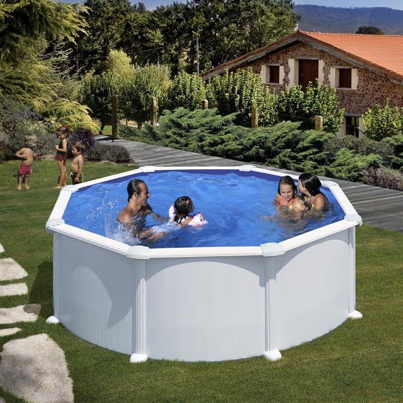 Piscine ronde acier ø3,20m x h:1,22m - gris anthracite - filtration à sable_1