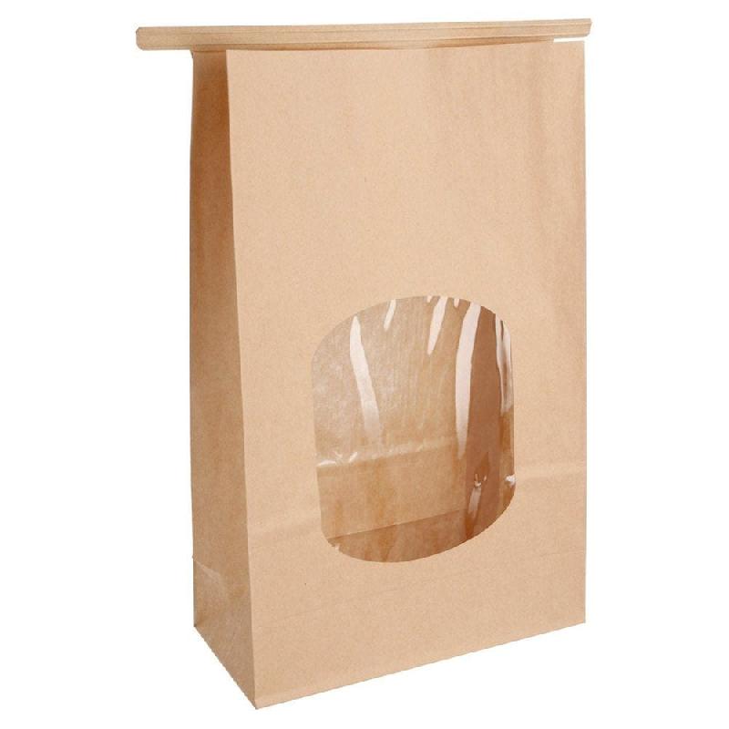 Sachet kraft à fenêtre et barrette de fermeture intégrée 15,5+7x24,2cm - par 50_1