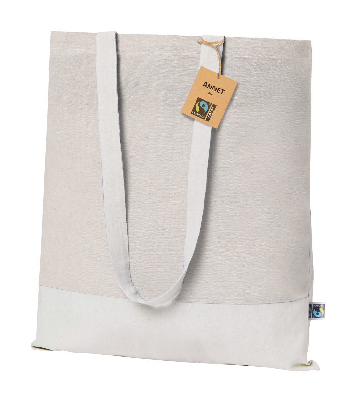 Tote bag équitable - bicolore en coton 100% équitable - 140 g/m² avec anses longues_1
