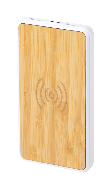 Power bank en bambou - 8000 mAh - 2 ports USB et chargeur USB-C - Couleur naturelle_1