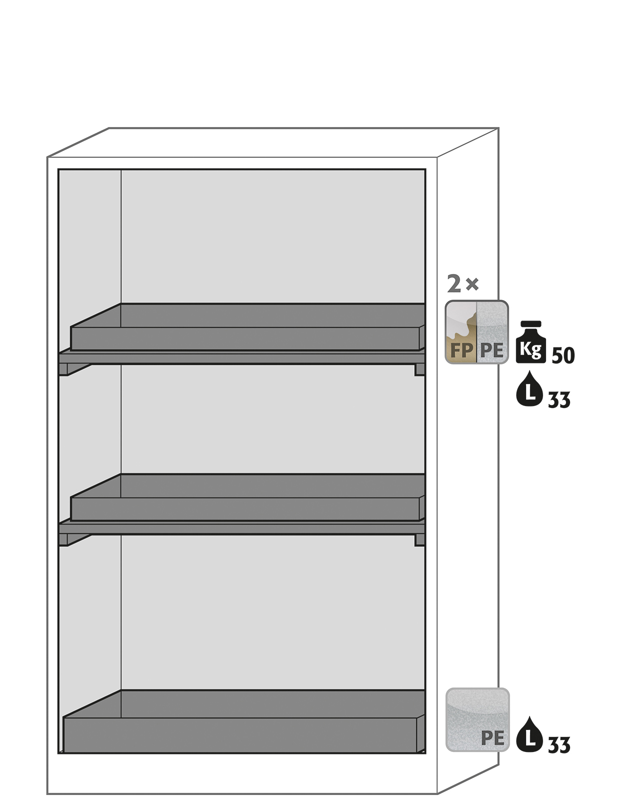 Armoire de sécurité Q-PEGASUS-90 - Modèle Q90.195.120.WDAC - Réf 30002-040-30737 - Type 90 avec portes battantes et système TSA_1