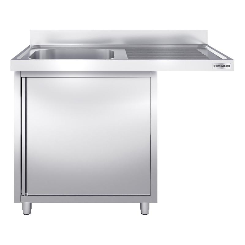 Plonge Inox 1 bac sur placard avec passage lave-vaisselle - P 700 - GGM - 1200 mm bac à gauche_1