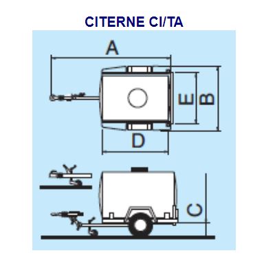 Remorque citerne, timon articulé réglable R 55, PTC 750 kg - ECIM - CI.TA 075 SF_1