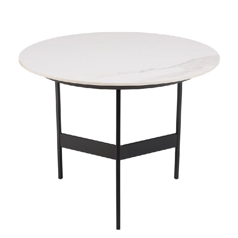 Table basse ronde DILA - Plateau effet marbre 50 cm - Design tendance et robuste_1