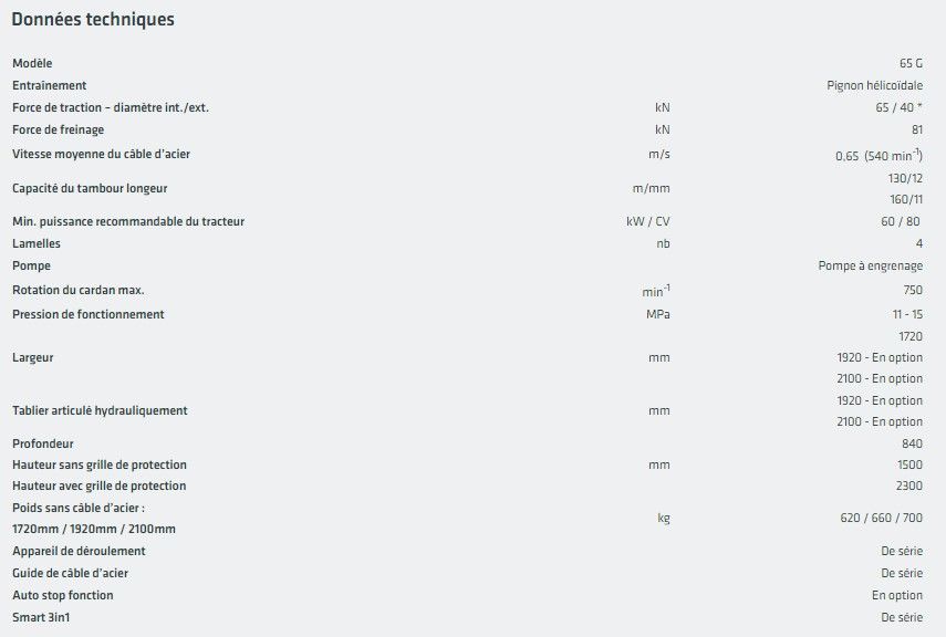 Treuil forestier 65 G - Uniforest - Force de traction 81 kN - Léger et compact_1