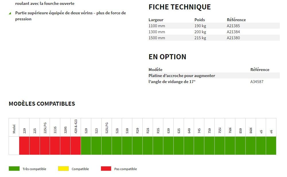 A21385 - Fourches à fumier - Avant Tecno - Poids 190-215 kg - Série 500-700 avec conception robuste et visibilité améliorée_1