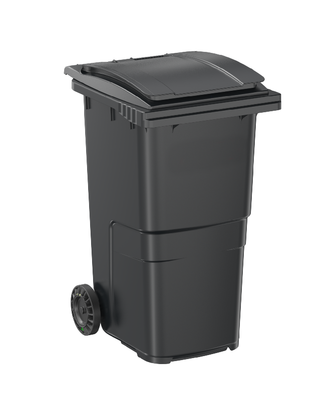 Conteneur 240 L - Fabrication Française - Bac roulant PEHD injecté - Norme EN 840 - 2 roues 200 mm - Coloris anthracite - Préhension frontale_1