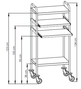 Garapon médical - Chariot informatique en inox avec tablette coulissante et roues pare-chocs_1