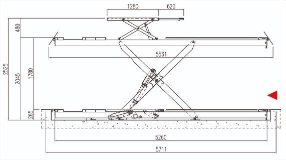 Rz50splctltiw pont élévateur prise sous roues encastré 5t avec levage auxiliaire et chemin de 5260mm_1