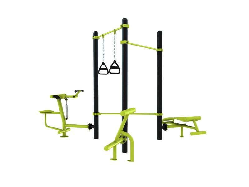 Station combo 3-5 - barre traction, barre TRX, biceps curl et banc abdos/lombaire_1
