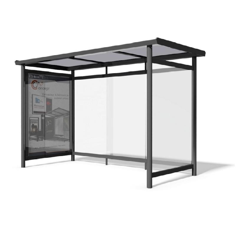 Abri bus classic / structure en aluminium / bardage en verre securit / avec banquette / 350 x 240 cm_1