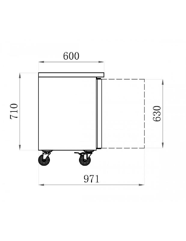 Desserte réfrigérée positive 2 portes centrale - Inox AISI304 - 228 litres - Température +2°C/+8°C - Référence AAS2PP_1