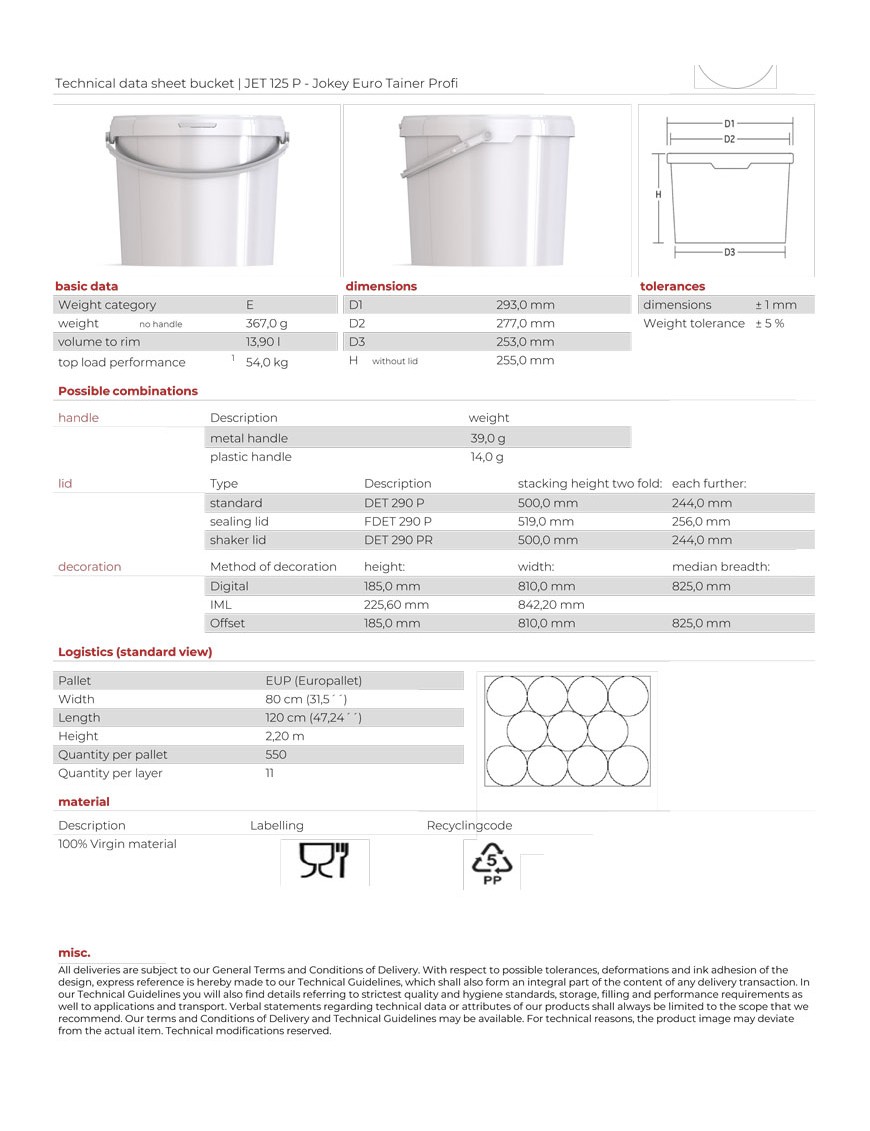 Lot de 5 seaux plastiques alimentaires 13 litres - avec anse et couvercles_1