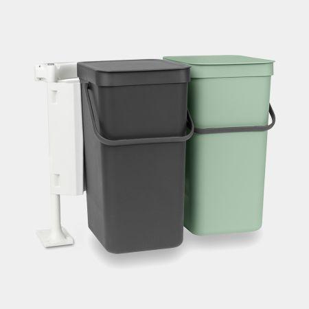 Poubelle encastrable Brabantia Sort & Go Built-in 2 x 16 litres - Jade Green & Grey - Volume M_1