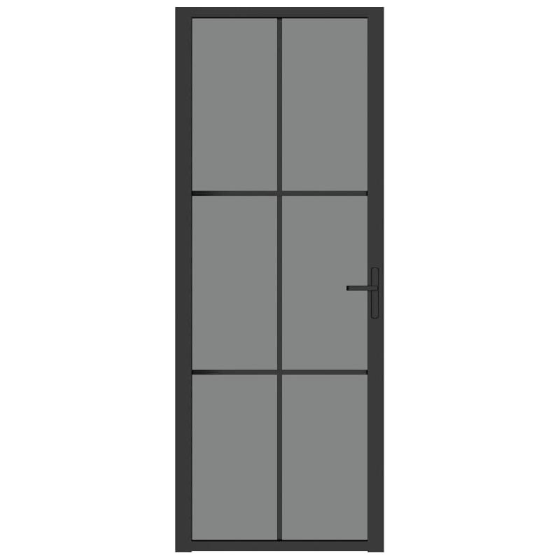 Vidaxl porte intérieure 76x201,5 cm noir verre esg et aluminium 350564_1