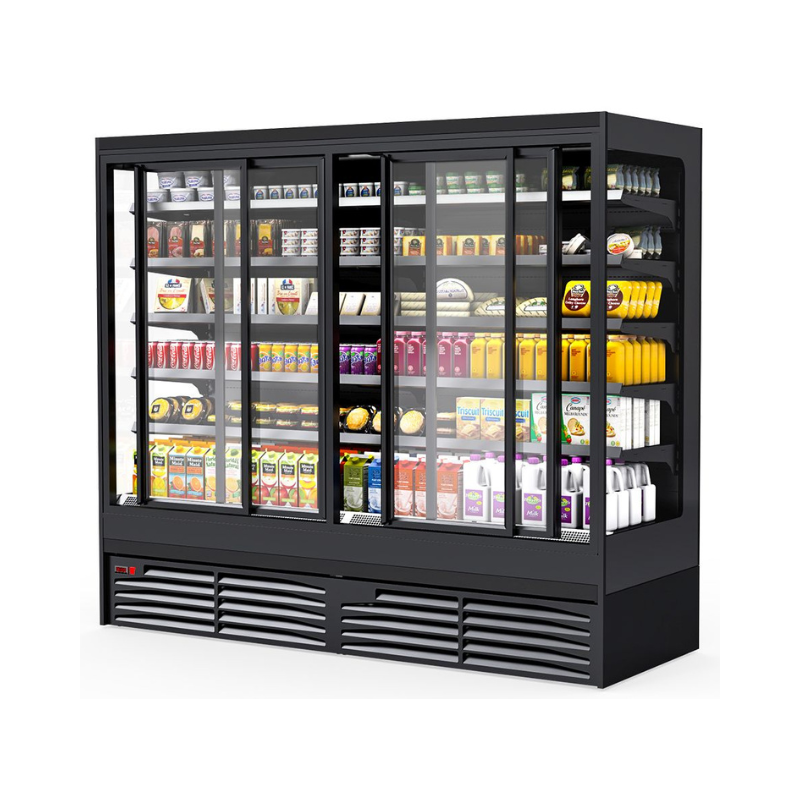 Vitrine réfrigérée verticale SLIM portes coulissantes EUROVITRINE - dimensions 1m, 1m30, 2m et 2m50_1