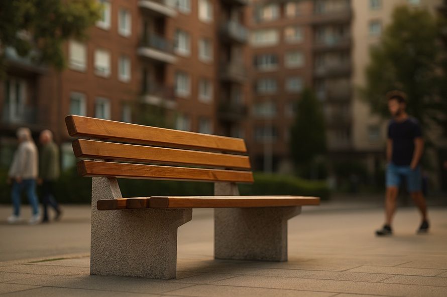 Banc d'extérieur en béton design bois - Réf : San Pellegrino_0