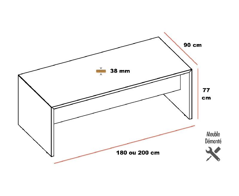 Bureau de direction T45 version droite - Quadrifoglio. - 200, Orme et blanc_1