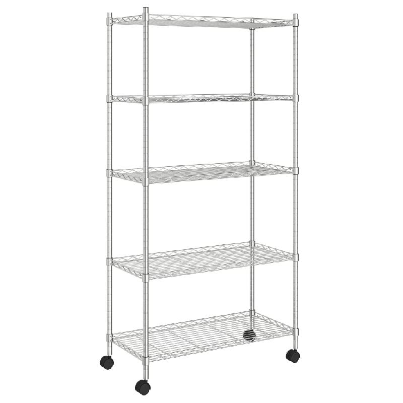 Vidaxl étagère de rangement 5 niveaux roues 75x35x155 cm chrome 250 kg 324629_1