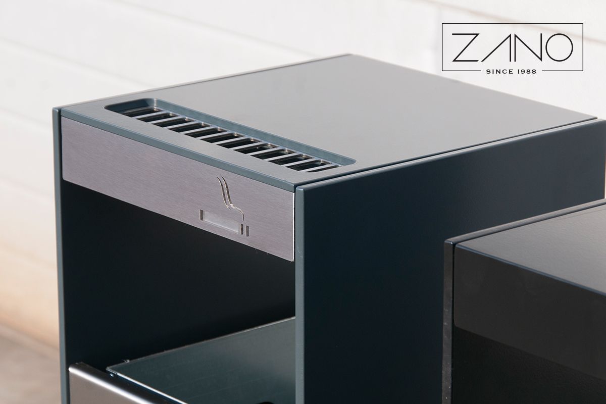 03.061.1.Sn - Poubelle urbaine simple avec cendrier - Zano - Structure en acier ou inox, 52L_1