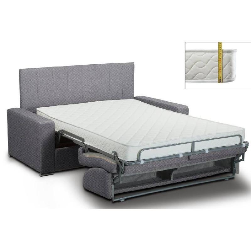 Canapé lit Levallois - 2-3 places - ouverture express - matelas 16cm - tête de lit intégrée - velours gris anthracite_1