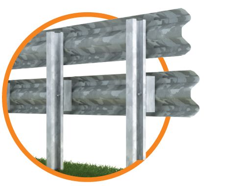 Glissière de sécurité H2-W2 2 ondes - Marcegaglia Buildtech - Hauteur hors sol : 1200 mm - Acier galvanisé_1