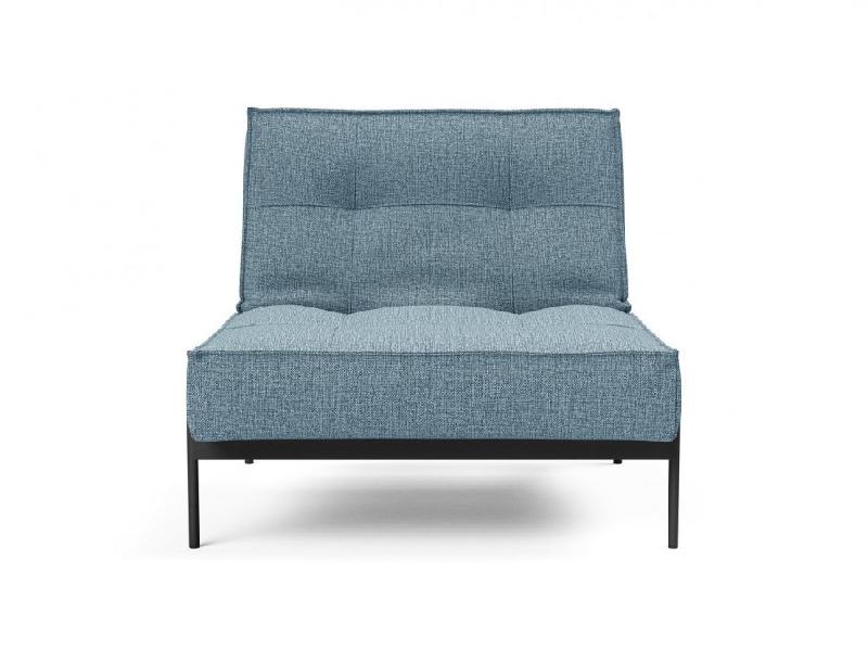 Fauteuil-lit design Splitback de Innovation Living - Convertible 90x115 cm - Tissu Mixed Dance Light Blue - Pieds acier noir mat_1