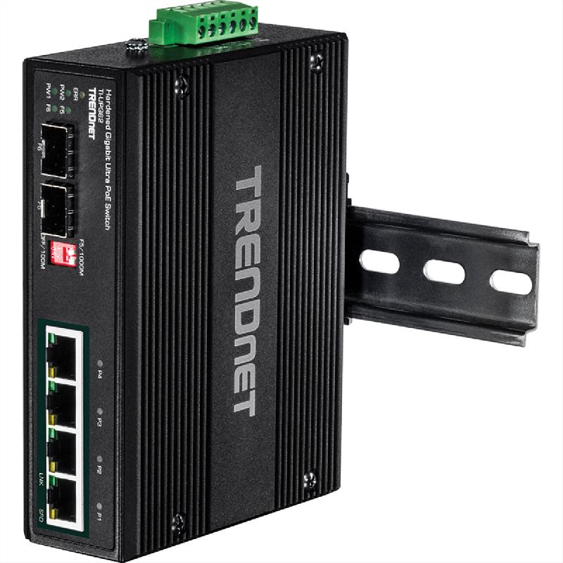 TRENDnet TI-UPG62 Switch indsutriel 6 ports Gigabit Ultra PoE Rail DIN_1