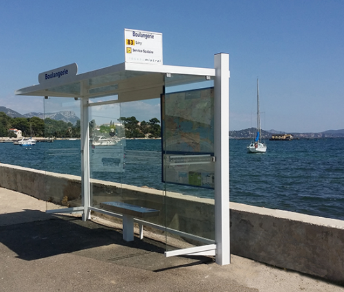 Abri bus cirrus standard / structure en acier / bardage en verre trempé et verre sécurit / 365 x 145 cm_1