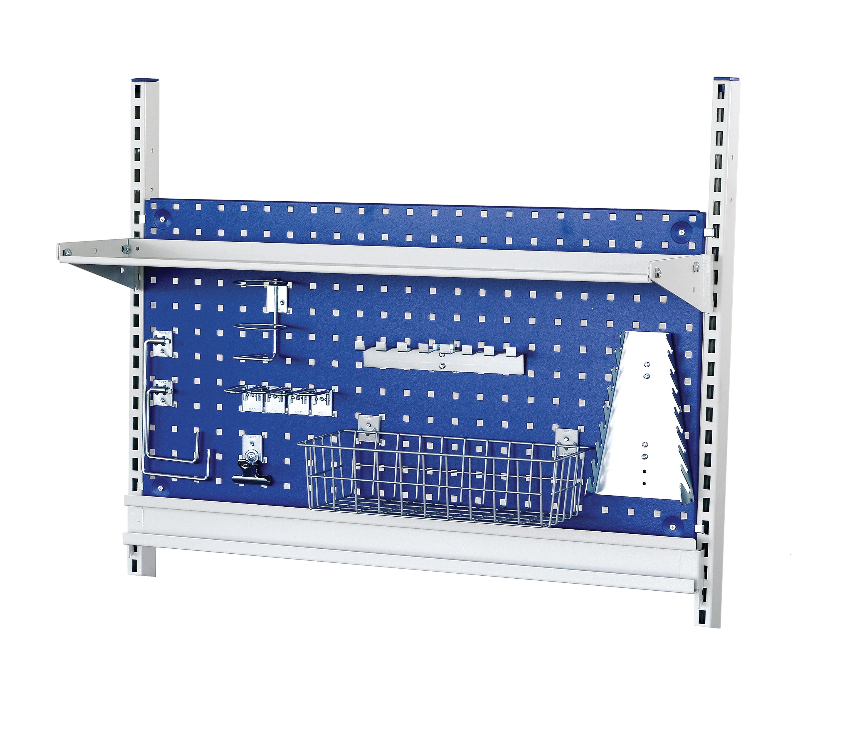 Établi mobile avec rangement - 1 porte, 5 tiroirs, roulettes et superstructure en option_1