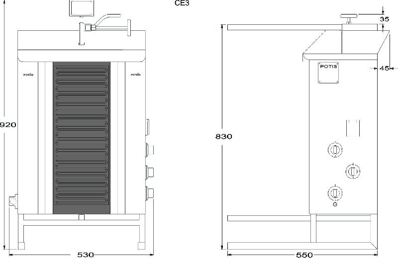 Machine à kebab électrique vitrocéramique CE3 POTIS_1