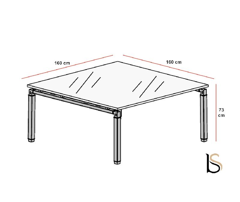 Table de réunion avec plateau en verre - Mobel Linea - Chromé, Verre Blanc_1