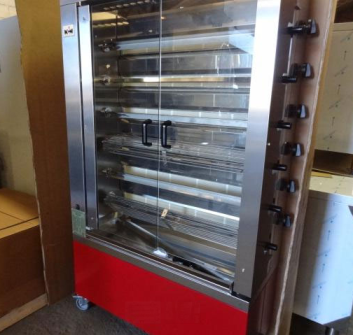 Rôtissoire gaz 6 broches MCM - capacité 36 poulets - 170 kg - lumière intégrée_1