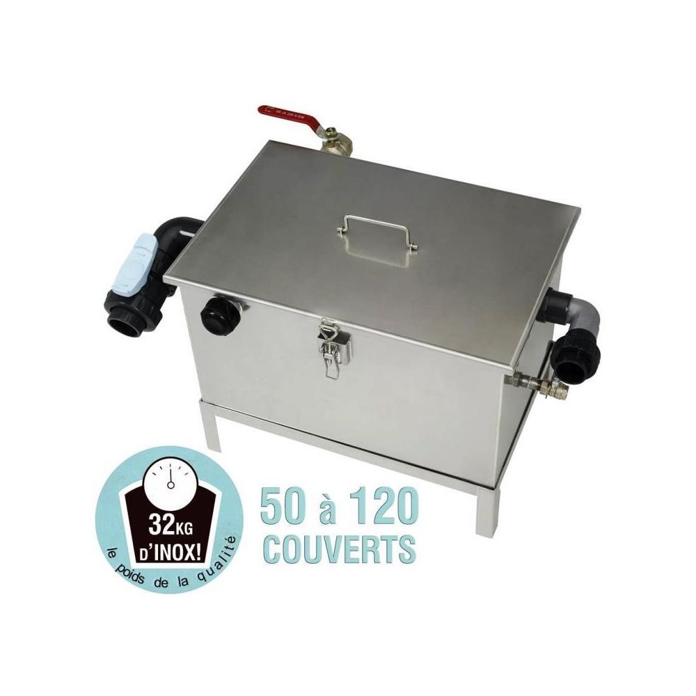 Bac récupérateur de graisses sous évier BAGT 80N - 120 couverts - inox alimentaire - SARL Développement Durable_1