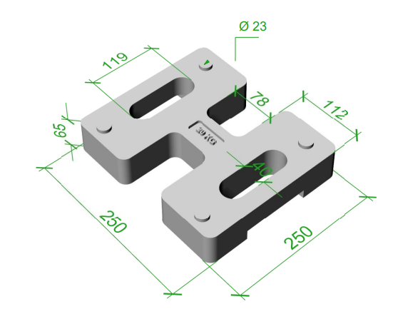 Masse en acier empilable pour juxtaposition de 2 stands - Lestage 20kg - REF2190020_1