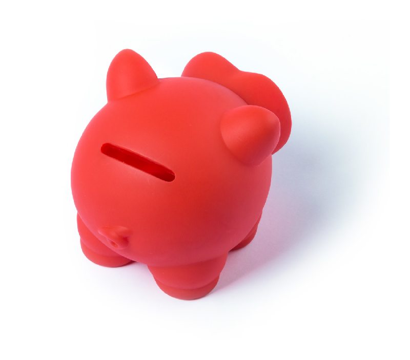 Tirelire en plastique - Forme de cochon - Ouverture par le nez - Rouge - 80g_1