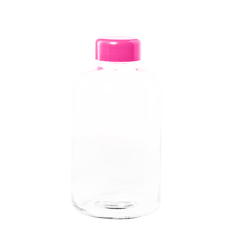 Gourde en verre 600 ml - capuchon assorti et couvercle softshell - couleur fuchsia_1