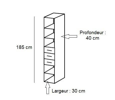 Colonne de rangement LUND - 3 tiroirs, 3 étagères - Blanc mat - 30 x 40 cm - H185 cm_1