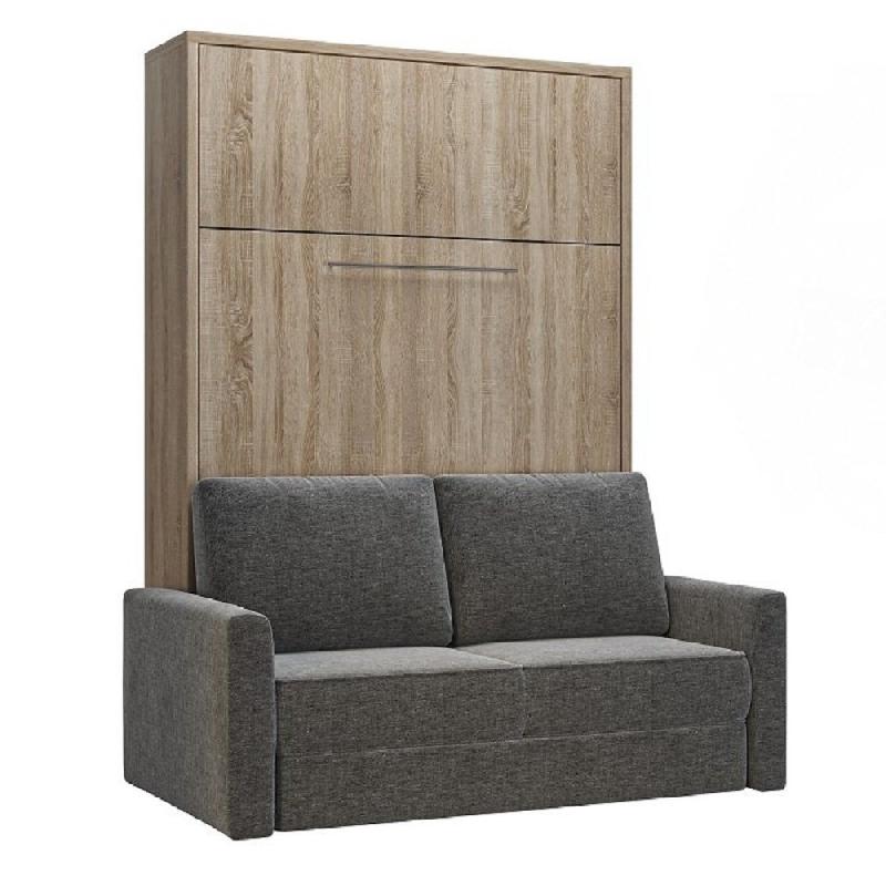 FIDJI SOFA LIT ESCAMOTABLE FAÇADE ÉRABLE CANAPÉ TISSU ORANGE 160*200 CM_1