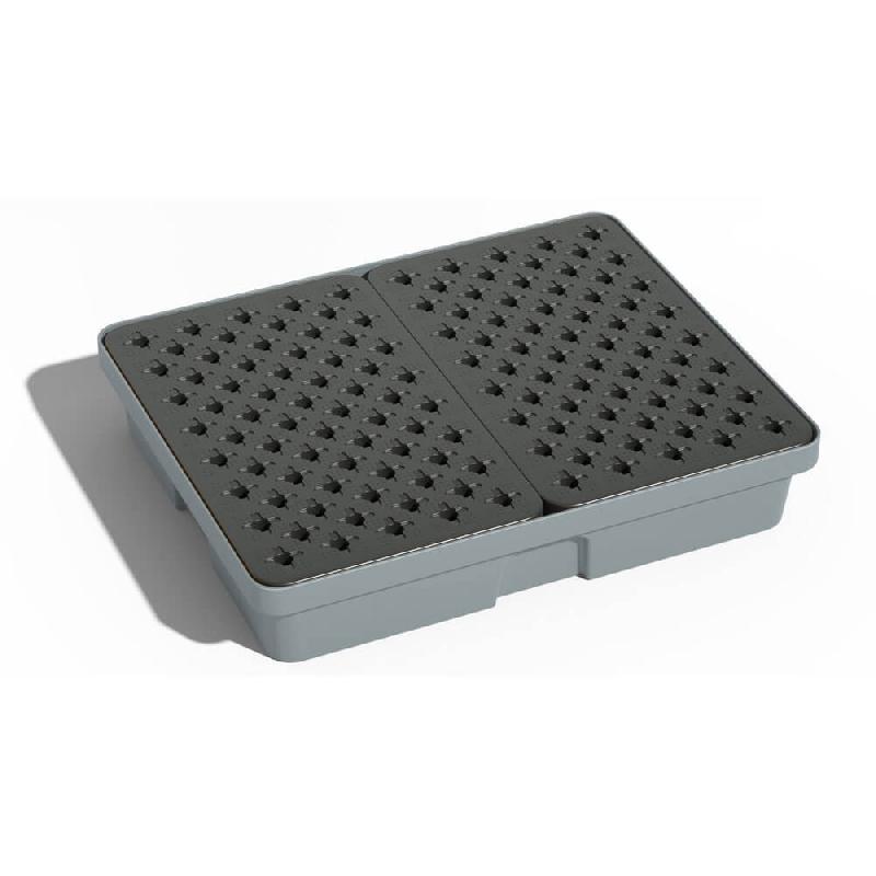 Bac de rétention PE 60 litres - caillebotis plastique - gris_1