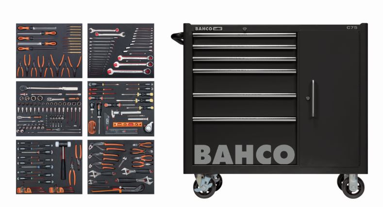 Servante d'atelier noire extra large - 210 outils pour maintenance générale - 6 tiroirs - 1475KXL6CBK-FF5_1