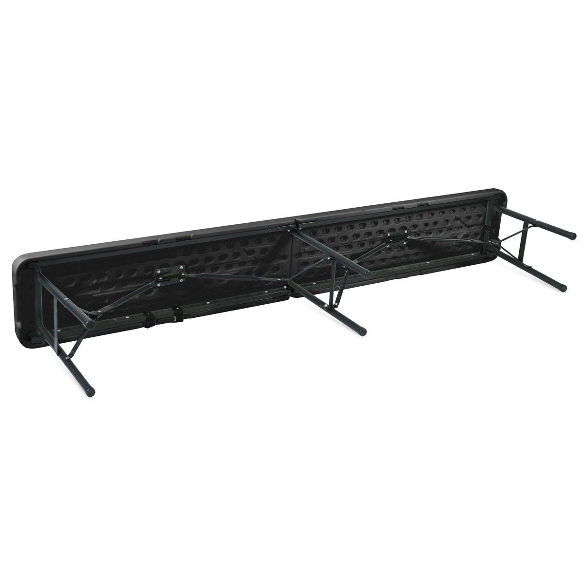 Banc pliant noir 3 places - 180 cm - Structure en acier solide et résistante - Usage intérieur/extérieur_1