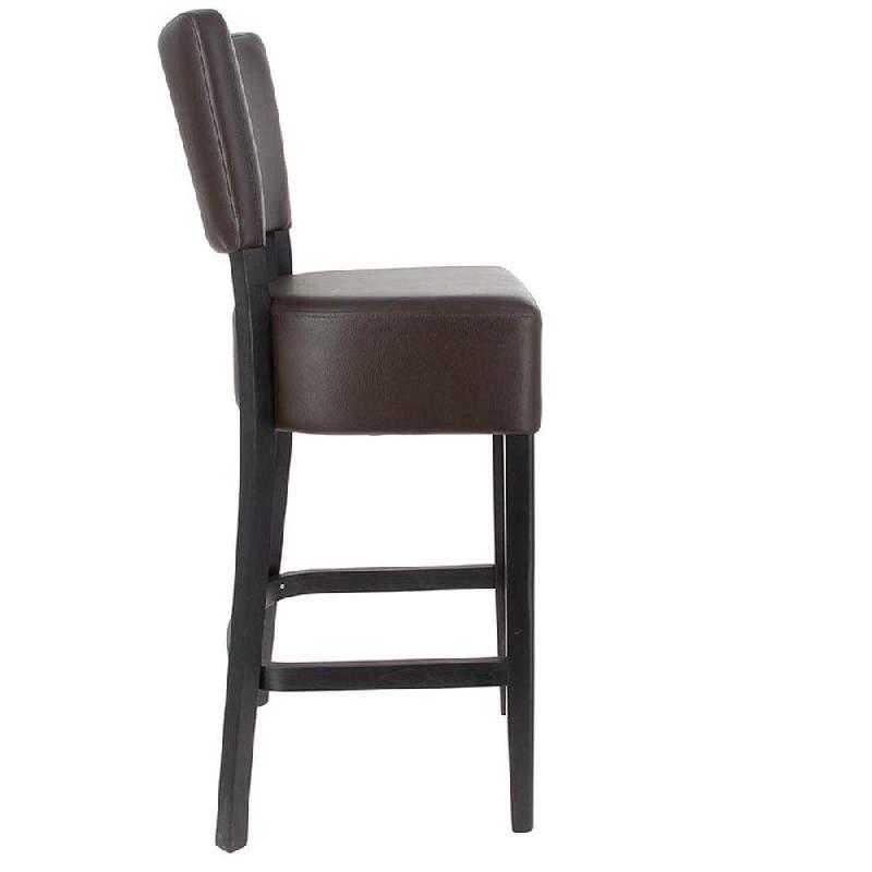 Chaise de bar d'intérieur Amsterdam en bois tapissée d'un simili cuir chocolat_1
